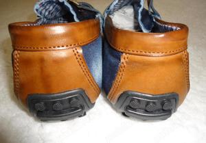 Mocasini barbati blugi albastru prespalat scarpi aspect vintage - imagine 3