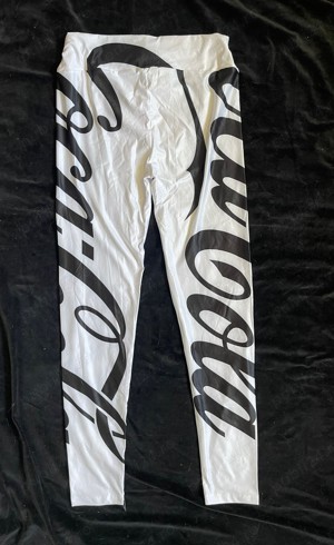 Colanti elastici sport albi logo negru