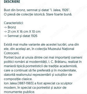 I.Jalea bust  IC Bratianu  - imagine 5