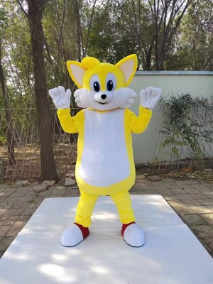 Costume Cosplay Mascote Sonic si prietenului Sonic Tails galben, evenimente, petreceri sau carnaval - imagine 6