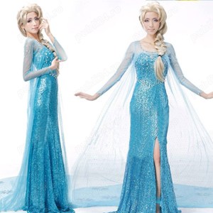 Costume Cosplay Princessa Elsa Frozen adult, XXL, cu peruca, petreceri, carnaval, Evenimente, nou - imagine 5