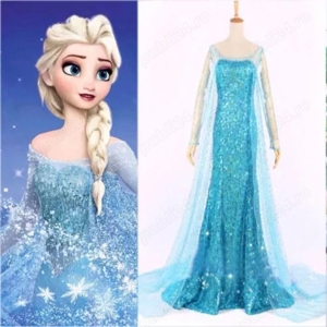 Costume Cosplay Princessa Elsa Frozen adult, XXL, cu peruca, petreceri, carnaval, Evenimente, nou - imagine 8