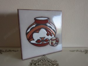 cadou rar  placa ceramica Navajo handmade Cleo Teissedre 1980 SUA