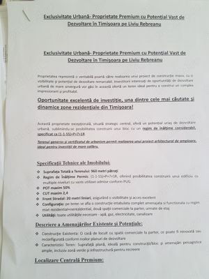 Excusivitate Urbană -Proprietate Premium cu Potential Vast de Dezvoltare in Timisoara pe Rebreanu , - imagine 6