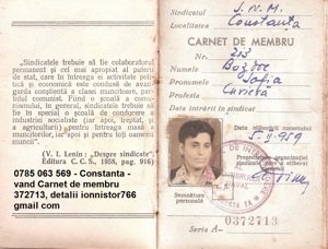   - Constanta - vand Carnet de membru 372713, detalii ionnistor766 gmail com