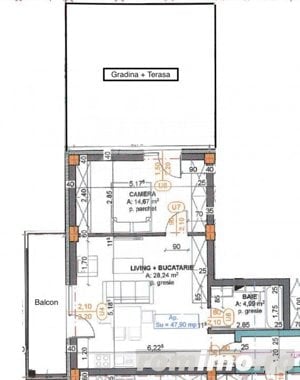 Apartament 2 camere cu gradina, finisat, 48 mp, zona Oasului