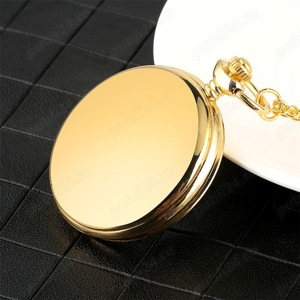 Ceas de buzunar cu lant auriu quartz cu cifre romane și arabe,nou - imagine 6