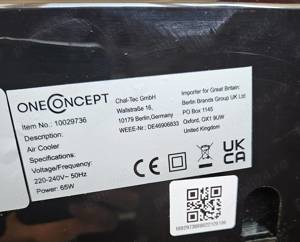 Ventilator aer cu racire apa OneConcept - imagine 6