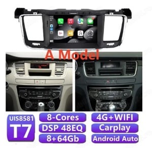 Navigatie android 12 dedicata peugeot 508 octacore 8+64gb 7'' sim 4g bluetooth android auto carplay 