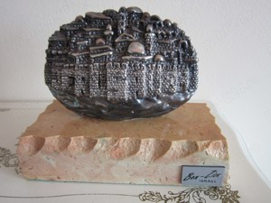 cadou rar Ierusalim Țara Sfântă sculptura argintata silver 925 Ben-Zion Israel - imagine 8