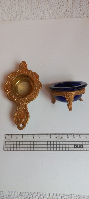 Sită vintage cu suport sticla albastru