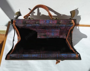 Poseta vintage Cose Italiano, din material textil, cupru si piele - imagine 6