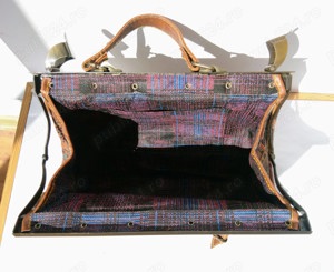 Poseta vintage Cose Italiano, din material textil, cupru si piele - imagine 7