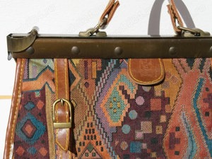 Poseta vintage Cose Italiano, din material textil, cupru si piele - imagine 3