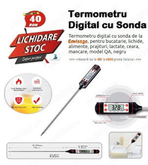 Termometru digital cu sonda pentru BBQ, Bucatarie si Patiserie - UK