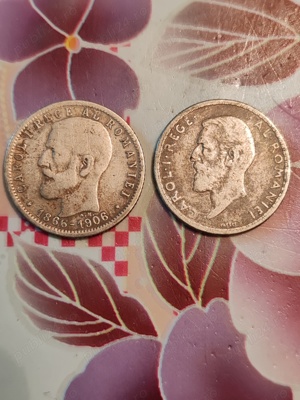 Monede  Carol 1, anii 1906,1910 de 1 leu. 