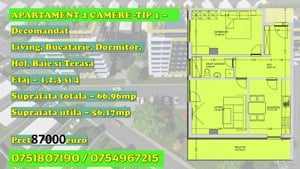 87000 EURO !!! 2 CAMERE -Fara Comisioane --Ultimile Apartamente !! - imagine 12