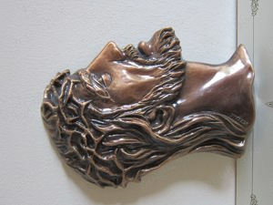 cadou rar Isus Chipul Mantuitorului cu coroana de spini -decoratiune bronz, vintage 