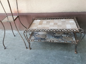 mese vechi din fier forjat, masa cafea decor gradina suport etajera ghivece plante vaza flori etc - imagine 3