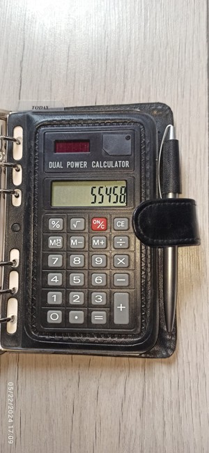 Organizer mic 19.2x12.5 cm cu calculator si pix, inchidere cu clapa negru   - imagine 3