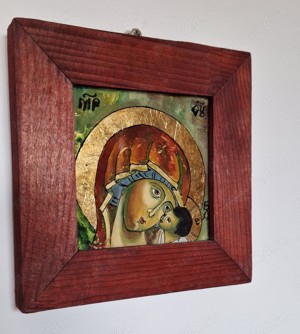 Particular! Icoane pe sticlă înrămate   Maica Domnului cu pruncul Isus   - imagine 2
