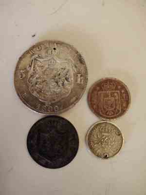 Vand 4 monede vechi romanesti cu regii Carol I si Mihai  - imagine 2