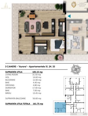 Apartament Premium 3 camere tip Aurora - imagine 3