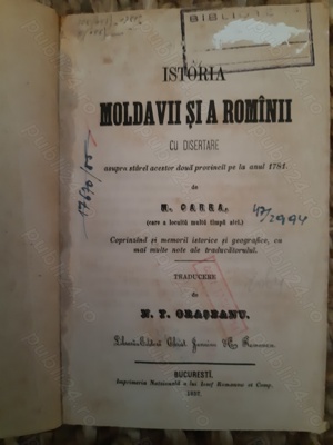 M. Carra - Istoria Moldavii si a Rominii (1857)