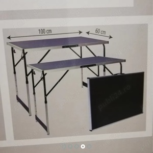 Masă pliantă pliabilă aluminiu blat MDF camping rulota cort - imagine 4