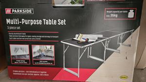 Masă pliantă pliabilă aluminiu blat MDF camping rulota cort - imagine 5