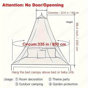 Plasa de tantari pentru pat, 250 850cm, Decor pentru cameră. Protecție împotriva insectelor, Potrivi - imagine 9