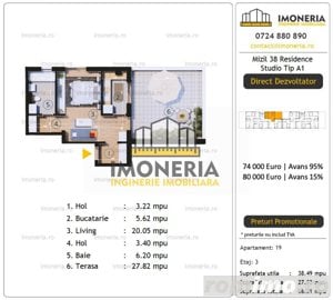 Studio cu view aerisit |  850m metrou 1 Decembrie | Imobil finalizat! - imagine 10