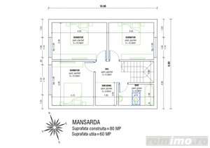 Casa dispusa pe parter si mansarda, 500mp teren - imagine 7