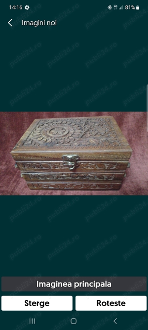 caseta mare din lemn masiv sculptata