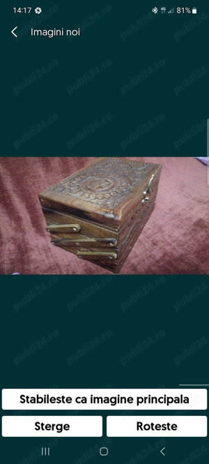 caseta mare din lemn masiv sculptata - imagine 3