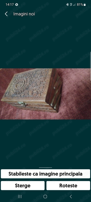 caseta mare din lemn masiv sculptata - imagine 2