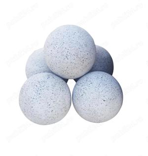 Bolard alb din beton rotund-sferic cu piatra naturala 35 cm