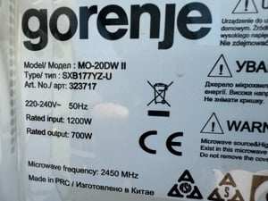 Cuptor microunde Gorenje MO20E1W2, 20l, 800W, alb - imagine 3