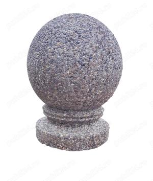 Bolard sferic cu picior din beton cu piatra naturala 35 cm