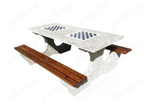 Set masa cu banci din beton si marmura alba Bogdan 190 cm - imagine 4