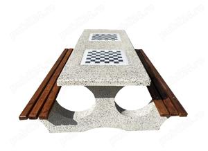 Set masa cu banci din beton si marmura alba Bogdan 190 cm - imagine 2