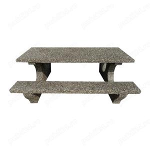 Set masa din beton Vlad cu banci aspect piatra naturala 190x150x74 cm