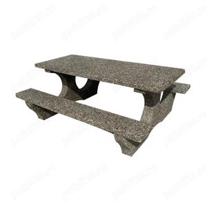 Set masa din beton Vlad cu banci aspect piatra naturala 190x150x74 cm - imagine 2