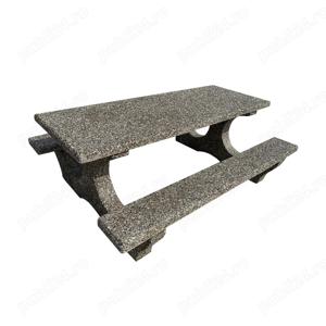 Set masa din beton Vlad cu banci aspect piatra naturala 190x150x74 cm - imagine 5