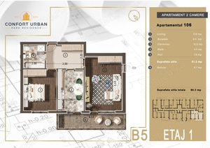 Apartament 2 camere decomandat, incalzire in pardoseala, Confort Urban Park - imagine 14