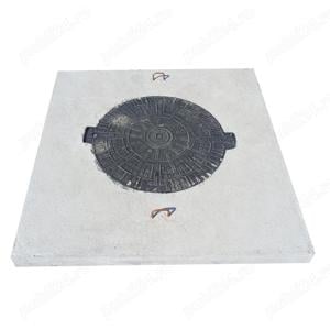 Capac camin din beton cu rama din fonta de 40 tone 140x140x20 cm - imagine 2