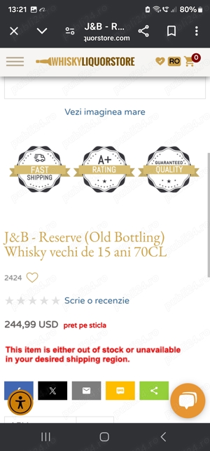 Whisky JB 15 ani pret 150 euro - imagine 2