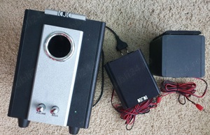 sistem 2.1 CJC Subwoofer si doi sateliti toate din lemn woofer 25W folosit doar ambiental - imagine 5