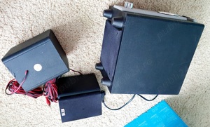 sistem 2.1 CJC Subwoofer si doi sateliti toate din lemn woofer 25W folosit doar ambiental - imagine 3