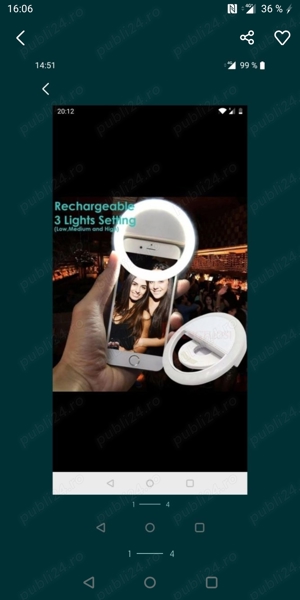 Lampa, led, bliț, inel luminos selfie telefon pentru poze mai reușite cu acumulator incorport